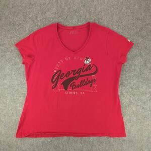 Georgia Bulldogs Shirt Womens XL Red NCAA Football V-Neck Graphic Athens GA Tee